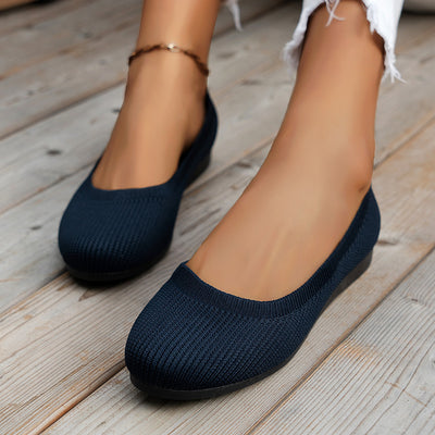 Round Toe Flats Shoes Casual Comfortable Soft Slip On Knit Mesh
