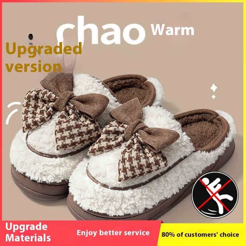 Indoor Home Non-slip Thick Bottom Plush Thermal Cotton Slippers