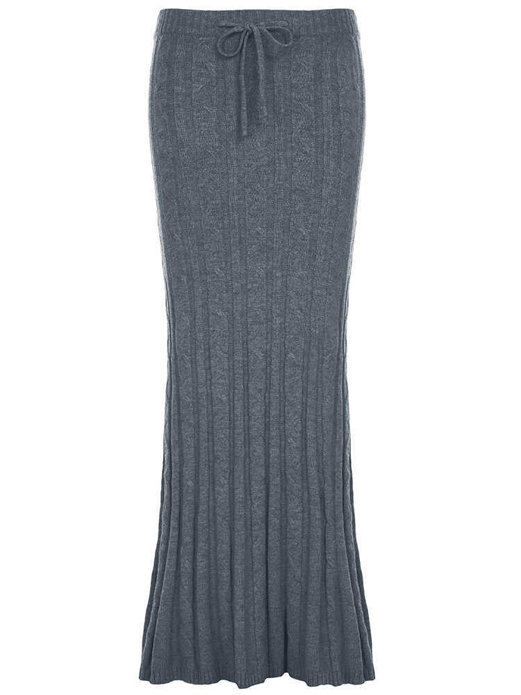 Autumn And Winter New Hemp Pattern Low Waist Elastic Fishtail Hip Skirt