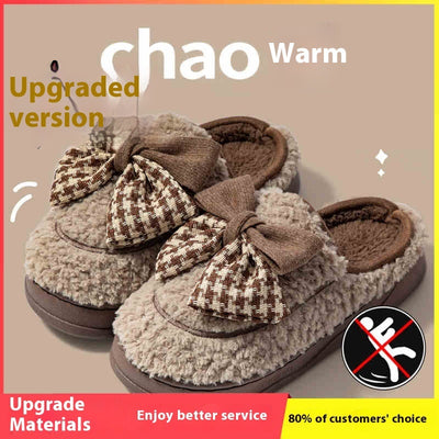 Indoor Home Non-slip Thick Bottom Plush Thermal Cotton Slippers