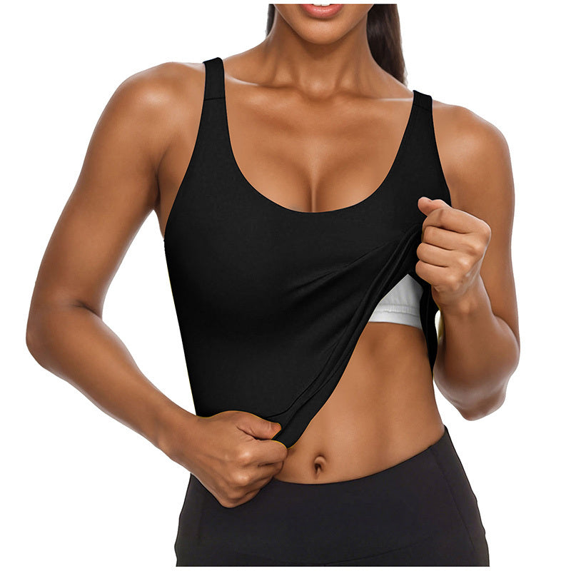 U Neck Tank Tops Built In Bra, Fitted Sleeveless Undershirt