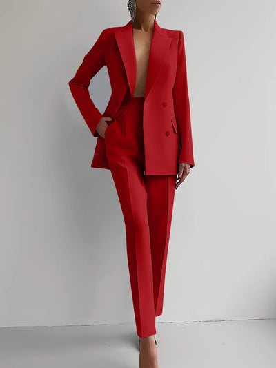 Casual Suits Fashion Long Sleeve Single-breasted Jacket Top And Slim Fit Trousers Business Suits