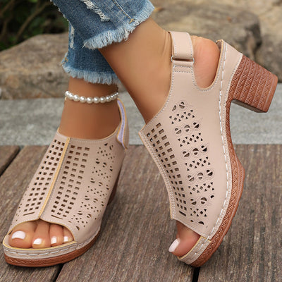 New Retro Open Toe Hollow Peep Toe Sandals