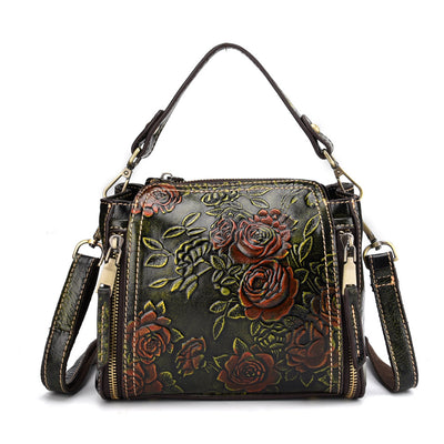 Genuine Leather Hand designed Rose Shoulder Bag For Women