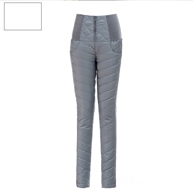 High Waist Down Pants Women's Outer Wear Thick Warm Down Cotton Pants