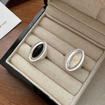 S925 Sterling Silver Agate Matte Ring