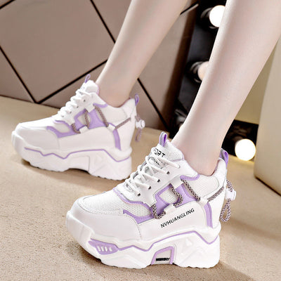 Slimming Thick Bottom Increased Leisure Sports White Shoes