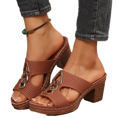 Wedge Platform Slippers Women's Shoes Chunky Heel Platform Fish Mouth I-shaped