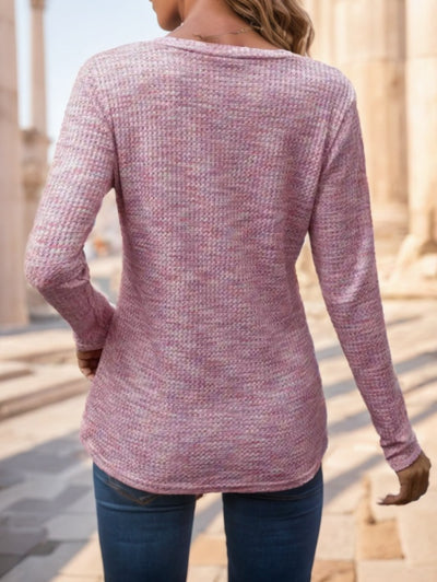 Button Detail V Neck T-Shirt