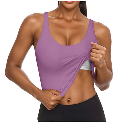 U Neck Tank Tops Built In Bra, Fitted Sleeveless Undershirt