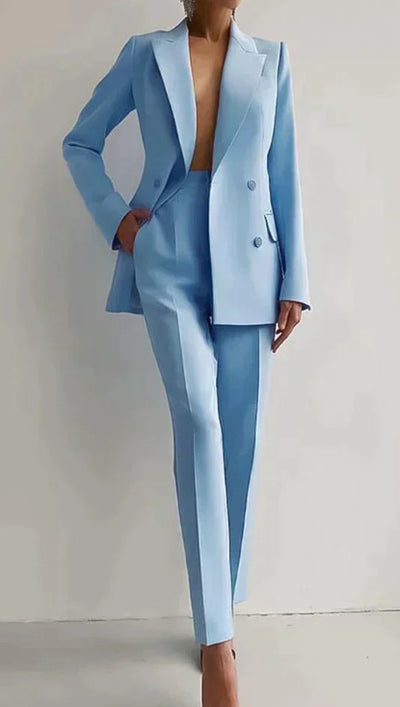 Casual Suits Fashion Long Sleeve Single-breasted Jacket Top And Slim Fit Trousers Business Suits