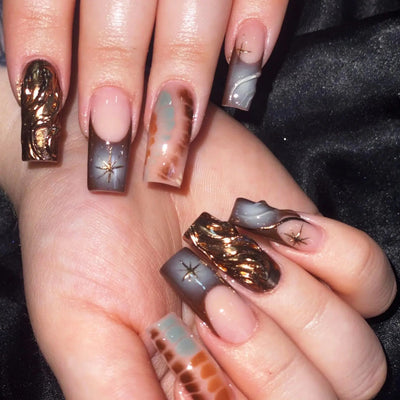 3D Three-dimensional Rhinestone Relief Fake Nails (30 styles) (x24)